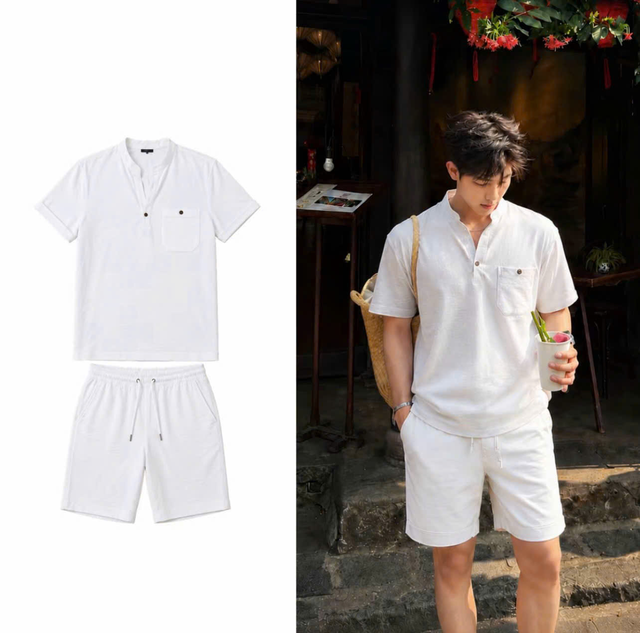 Set- bộ -đũi -nam -sơ- mi -cộc -tay